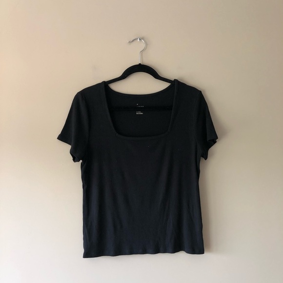 a new day Tops - A New Day black ribbed square neck tee